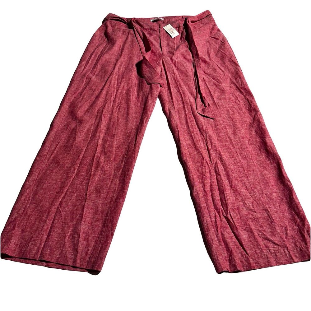 Linea Donna Linen Blend 2 Piece Set Matching Wide Leg Pants Top Red Sz 1X 2X NWT - Picture 6 of 16